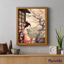 Laden Sie das Bild in den Galerie-Viewer, Diamond Painting - Vintage-Kimono-Dame mit Kirschbüten