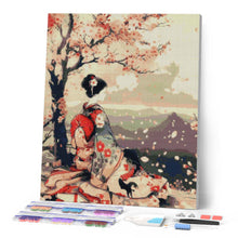 Laden Sie das Bild in den Galerie-Viewer, Diamond Painting - Vintage-Sakura-Dame – 40 x 50 cm auf Keilrahmen gespannt