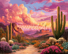 Laden Sie das Bild in den Galerie-Viewer, Diamond Painting - Kaktustal bei Sonnenuntergang