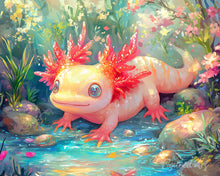 Laden Sie das Bild in den Galerie-Viewer, Diamond Painting - Sonnenbadender Axolotl