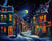 Laden Sie das Bild in den Galerie-Viewer, Diamond Painting - Halbmond im Winter – 40 x 50 cm auf Keilrahmen gespannt