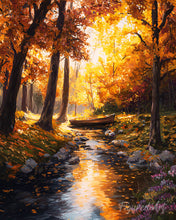Laden Sie das Bild in den Galerie-Viewer, Diamond Painting - Goldener Herbstbach