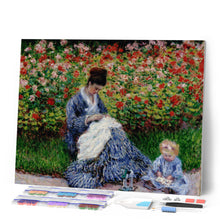 Laden Sie das Bild in den Galerie-Viewer, Diamond Painting - Camille Monet und ein Kind im Garten des Künstlers in Argenteuil - Monet