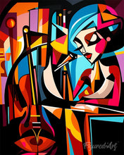 Laden Sie das Bild in den Galerie-Viewer, Diamond Painting - Kühner Abstrakter Jazz-Sänger