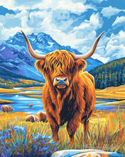 Laden Sie das Bild in den Galerie-Viewer, Diamond Painting - Highland Cow am See