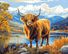 Laden Sie das Bild in den Galerie-Viewer, Diamond Painting - Highland Cow goldener See