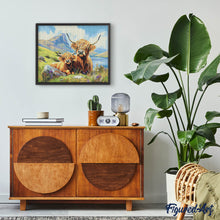 Laden Sie das Bild in den Galerie-Viewer, Diamond Painting - Highland Cow mit Kalb