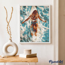 Laden Sie das Bild in den Galerie-Viewer, Diamond Painting - Frau im sonnenbeschienenen Ozean