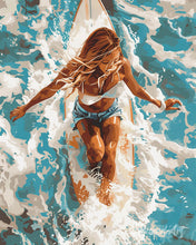 Laden Sie das Bild in den Galerie-Viewer, Diamond Painting - Frau im sonnenbeschienenen Ozean