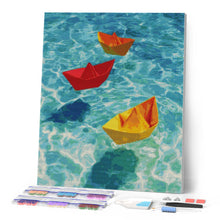 Laden Sie das Bild in den Galerie-Viewer, Diamond Painting - Origami-Boote auf Blau