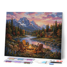 Laden Sie das Bild in den Galerie-Viewer, Diamond Painting - Lagerfeuerglanz am Flussufer