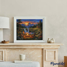 Laden Sie das Bild in den Galerie-Viewer, Diamond Painting - Lagerfeuer Rückzugsort am Berg