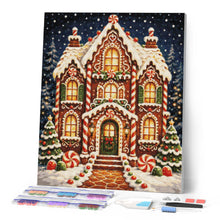 Laden Sie das Bild in den Galerie-Viewer, Diamond Painting - Weihnachtliches Lebkuchenhaus