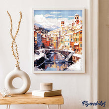Laden Sie das Bild in den Galerie-Viewer, Diamond Painting - Winterdorf am Fluss