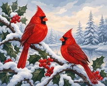 Laden Sie das Bild in den Galerie-Viewer, Diamond Painting - Winter-Kardinäle