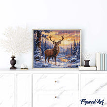 Laden Sie das Bild in den Galerie-Viewer, Diamond Painting - Majestätischer Winterhirsch