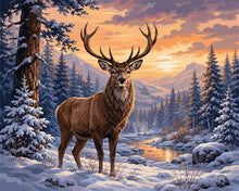 Laden Sie das Bild in den Galerie-Viewer, Diamond Painting - Majestätischer Winterhirsch