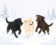 Laden Sie das Bild in den Galerie-Viewer, Diamond Painting - Winterliches Hundespiel