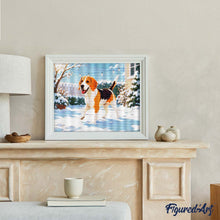 Laden Sie das Bild in den Galerie-Viewer, Diamond Painting - Beagle im Schnee