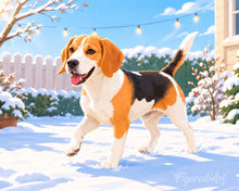 Laden Sie das Bild in den Galerie-Viewer, Diamond Painting - Beagle im Schnee