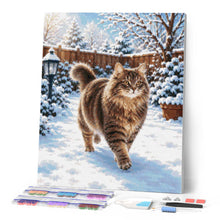 Laden Sie das Bild in den Galerie-Viewer, Diamond Painting - Schneeverzauberte Katze