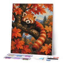 Laden Sie das Bild in den Galerie-Viewer, Diamond Painting - Roter Panda im Ahornbaum