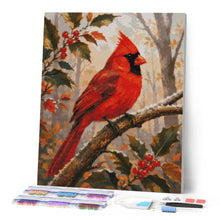 Laden Sie das Bild in den Galerie-Viewer, Diamond Painting - Roter Kardinal auf einem Raureifzweig