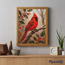 Laden Sie das Bild in den Galerie-Viewer, Diamond Painting - Roter Kardinal auf einem Raureifzweig