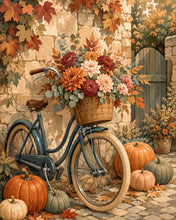 Laden Sie das Bild in den Galerie-Viewer, Diamond Painting - Blumenfahrrad mit Kürbissen