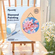 Laden Sie das Bild in den Galerie-Viewer, Diamond Painting auf Holzscheibe - Kirschblüte