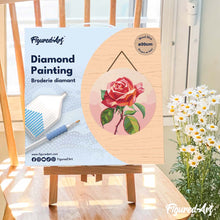 Laden Sie das Bild in den Galerie-Viewer, Diamond Painting auf Holzscheibe - Rote Rose