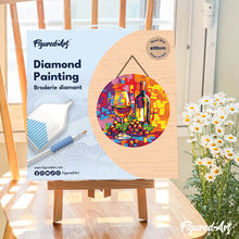 Laden Sie das Bild in den Galerie-Viewer, Diamond Painting auf Holzscheibe - Wein und Trauben