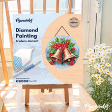Laden Sie das Bild in den Galerie-Viewer, Diamond Painting auf Holzscheibe - Weihnachtsglocken