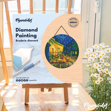 Laden Sie das Bild in den Galerie-Viewer, Diamond Painting auf Holzscheibe - Café - Van Gogh