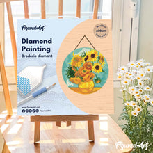 Laden Sie das Bild in den Galerie-Viewer, Diamond Painting auf Holzscheibe - Van Gogh - Sonnenblumen