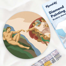 Laden Sie das Bild in den Galerie-Viewer, Diamond Painting auf Holzscheibe - Die Erschaffung Adams - Michelangelo