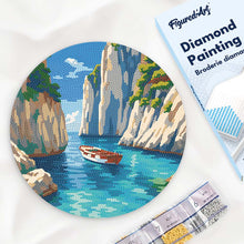 Laden Sie das Bild in den Galerie-Viewer, Diamond Painting auf Holzscheibe - Friedliche Blaue Bucht