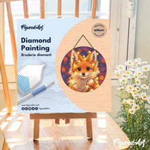 Laden Sie das Bild in den Galerie-Viewer, Diamond Painting auf Holzscheibe - Kleiner Fuchs mit Glühbirnen