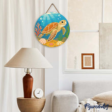 Laden Sie das Bild in den Galerie-Viewer, Diamond Painting auf Holzscheibe - Schildkröte