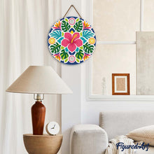Laden Sie das Bild in den Galerie-Viewer, Diamond Painting auf Holzscheibe - Hibiskus-Mandala
