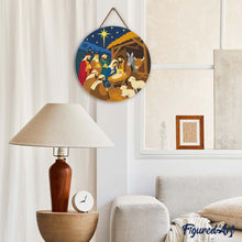 Laden Sie das Bild in den Galerie-Viewer, Diamond Painting auf Holzscheibe - Weihnachtskrippe