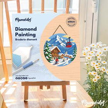 Laden Sie das Bild in den Galerie-Viewer, Diamond Painting auf Holzscheibe - Winterurlaub in den Alpen