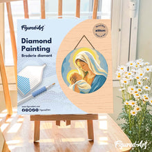 Laden Sie das Bild in den Galerie-Viewer, Diamond Painting auf Holzscheibe - Marias Umarmung