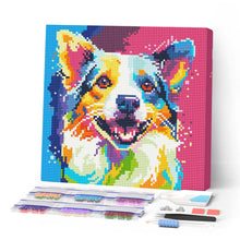 Laden Sie das Bild in den Galerie-Viewer, Mini Diamond Painting 25 x 25 cm - Abstrakter Pop Art Hund