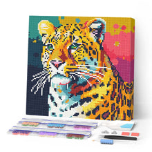 Laden Sie das Bild in den Galerie-Viewer, Mini Diamond Painting 25 x 25 cm - Abstrakter Pop Art Leopard