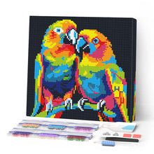 Laden Sie das Bild in den Galerie-Viewer, Mini Diamond Painting 25 x 25 cm - Papageien Abstrakt Pop Art