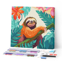 Laden Sie das Bild in den Galerie-Viewer, Mini Diamond Painting 25 x 25 cm - Tropisches Faultier