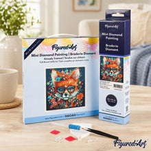 Laden Sie das Bild in den Galerie-Viewer, Mini Diamond Painting 25 x 25 cm - Fantasie Fuchs mit Blumen