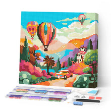 Laden Sie das Bild in den Galerie-Viewer, Mini Diamond Painting 25 x 25 cm - Ballons über dem Tal