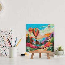 Laden Sie das Bild in den Galerie-Viewer, Mini Diamond Painting 25 x 25 cm - Ballons über dem Tal